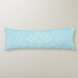 Pastel Baby Blue Double Damask Patroon Lichaamskussen