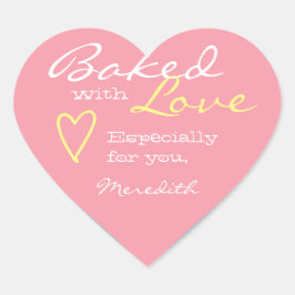 Pastel Baby Blue en Roze Made Love Heart Shape Hart Sticker