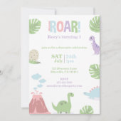 Pastel Baby Dinosaur Kids Verjaardagsfeest Feestdagenkaart (Voorkant)