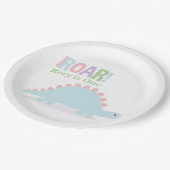 Pastel Baby Dinosaurussen Roar Verjaardagsfeestje Papieren Bordje (Gekanteld)