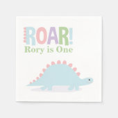 Pastel Baby Dinosaurussen Roar Verjaardagsfeestje Servet (Voorkant)