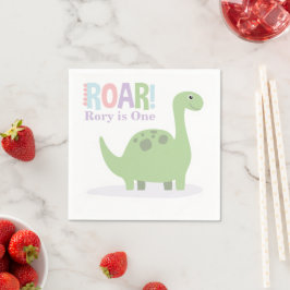 Pastel Baby Dinosaurussen Roar Verjaardagsfeestje Servet