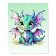 Pastel Baby Draak Print