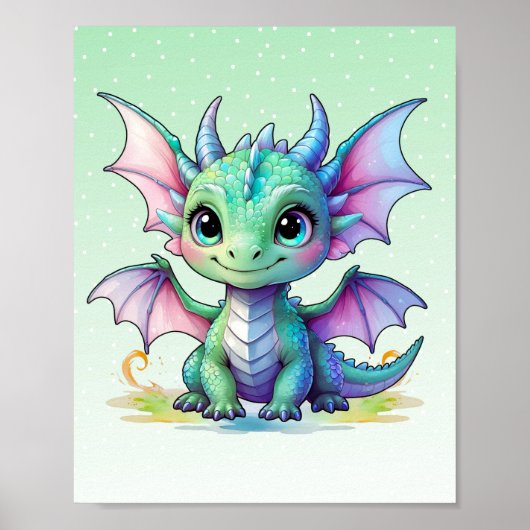 Pastel Baby Draak Print (Voorkant)