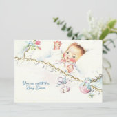 Pastel Baby Girl Baby shower Uitnodiging (Staand voorkant)