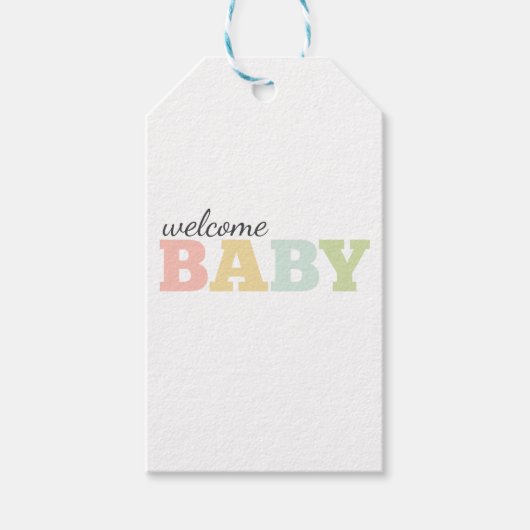 Pastel baby gunst/cadeau labels, genderneutraal cadeaulabel (Voorkant)