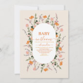 Pastel Baby in Bloom Script Bloemen Baby shower Kaart (Voorkant)