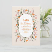 Pastel Baby in Bloom Script Bloemen Baby shower Kaart (Staand voorkant)