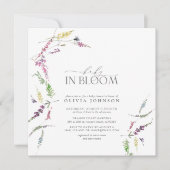 Pastel Baby in Bloom Script Bloemige Baby Shower Kaart (Voorkant)