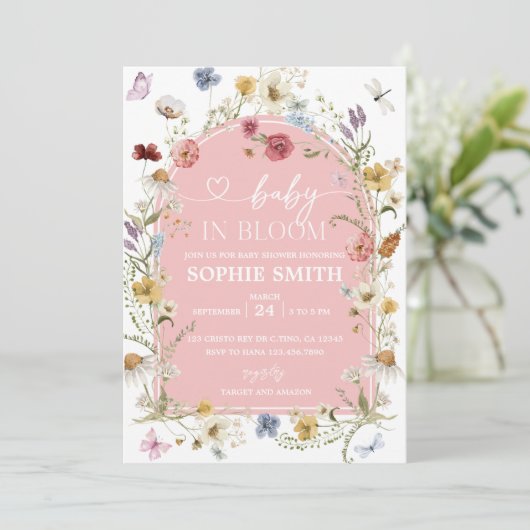 Pastel Baby in Bloom Wildflower Baby shower Kaart (Staand voorkant)