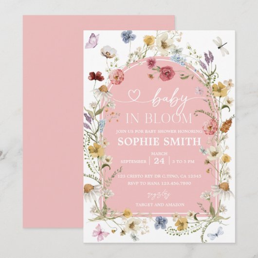 Pastel Baby in Bloom Wildflower Baby shower Kaart (Voorkant / Achterkant)