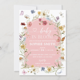 Pastel Baby in Bloom Wildflower Baby shower Kaart