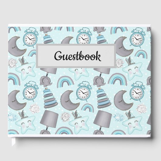 PASTEL BABY JONGEN BLAUWE ITEMS SPEELGOED GASTENBOEK (Voorkant)
