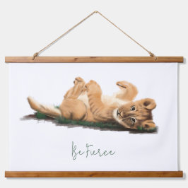 Pastel Baby Lion Cub Soft Wildlife Art Print Hangend Wandkleed