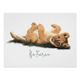 Pastel Baby Lion Cub Soft Wildlife Art Print Perfect Poster