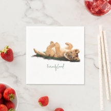 Pastel Baby Lion Napkin Schattige Wildlife Geïnspi
