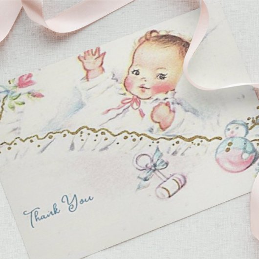 Pastel Baby Meisje Baby shower Dank u Bedankkaart