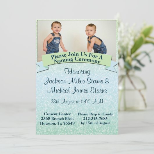 Pastel Baby Naming Ceremony Invite Kaart (Staand voorkant)
