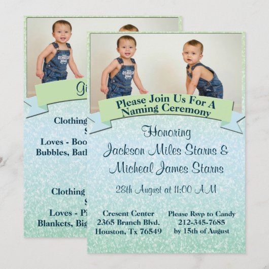 Pastel Baby Naming Ceremony Invite Kaart (Voorkant / Achterkant)