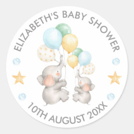 Pastel Baby Olifant Dank u Envelop Seal Ronde Sticker
