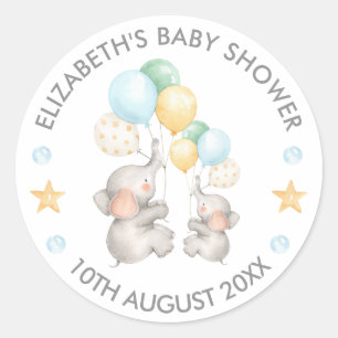 Pastel Baby Olifant Dank u Envelop Seal Ronde Sticker