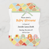 Pastel Baby Olifanten Douche Invitation Kaart (Voorkant / Achterkant)