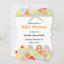 Pastel Baby Olifanten Douche Invitation Kaart