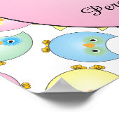 Pastel Baby Owl Nursery Thema in roze Poster (Hoek)