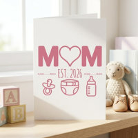 Pastel Baby Pictogrammen Moeder Is Jaar Typografie