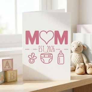 Pastel Baby Pictogrammen Moeder Is Jaar Typografie Kaart