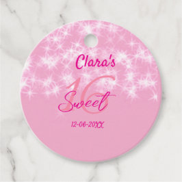 Pastel baby pink sweet 16 birthday naam toevoegen  bedankjes labels