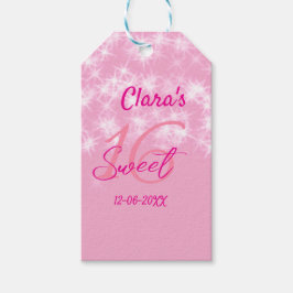 Pastel baby pink sweet 16 birthday naam toevoegen  cadeaulabel