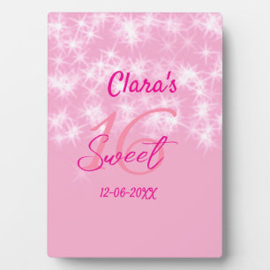 Pastel baby pink sweet 16 birthday naam toevoegen  fotoplaat