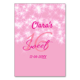 Pastel baby pink sweet 16 birthday naam toevoegen  kaart