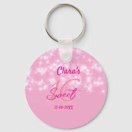 Pastel baby pink sweet 16 birthday naam toevoegen  sleutelhanger