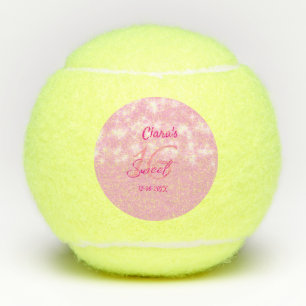 Pastel baby pink sweet 16 birthday naam toevoegen tennisballen