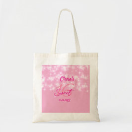 Pastel baby pink sweet 16 birthday naam toevoegen  tote bag