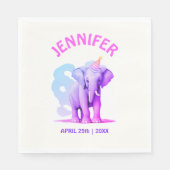  pastel Baby Roze Paarse olifant Waterverf Servet (Voorkant)