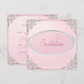 Pastel Baby roze Silver Butterfly Event Kaart (Voorkant / Achterkant)