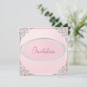 Pastel Baby roze Silver Butterfly Event Kaart (Staand voorkant)