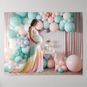 Pastel Baby Shower Ballon Fotografie Achtergrond Poster (Voorkant)