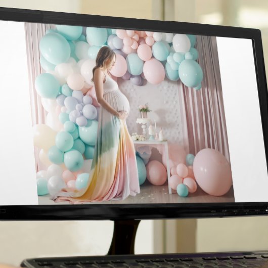 Pastel Baby Shower Ballon Fotografie Achtergrond Poster