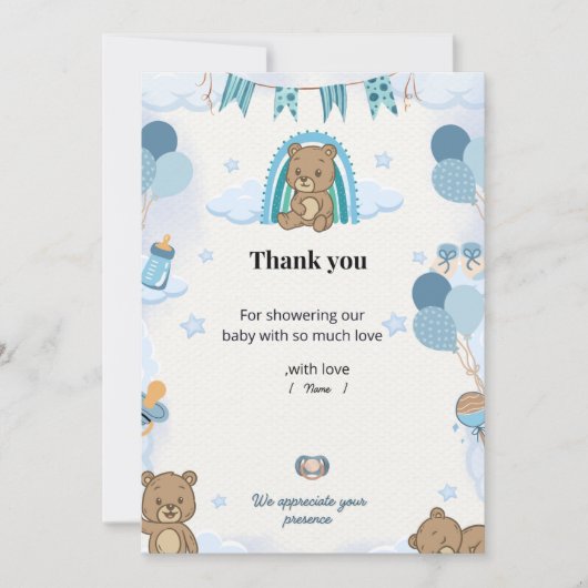 Pastel Baby Shower Bedankkaart (Voorkant)