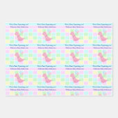 Pastel Baby shower Schattige Dino Tekst naam toevo Inpakpapier Vel (Voorkant 3)