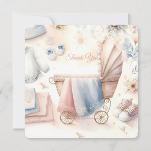 Pastel Baby Shower-thema Bedankkaart