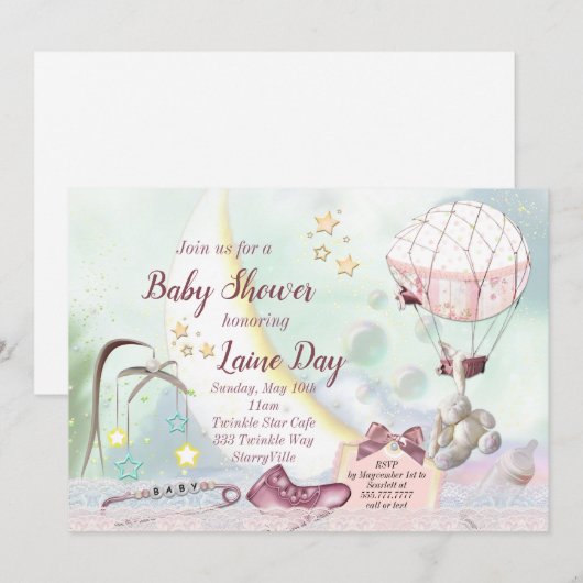 Pastel Baby shower Uitnodiging (Voorkant / Achterkant)