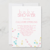 Pastel Baby shower Uitnodiging tot roze luier (Voorkant)