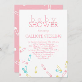 Pastel Baby shower Uitnodiging tot roze luier