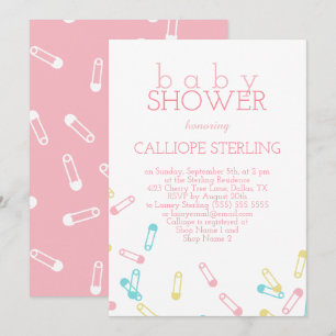 Pastel Baby shower Uitnodiging tot roze luier