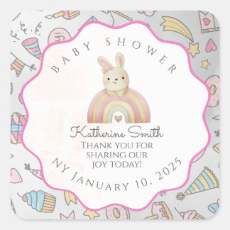  Pastel Baby Stickers: Adorable Icons, Editable Vierkante Sticker
